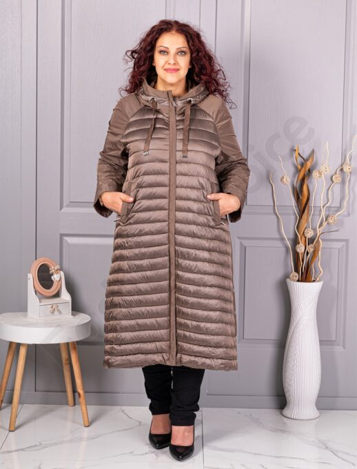 Plus size καπιτονέ μπουφάν μακρύ-μόκα-κωδ 2680-2