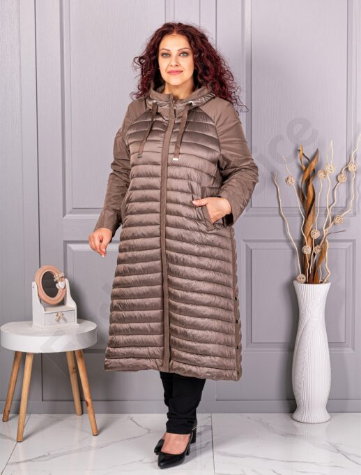 Plus size καπιτονέ μπουφάν μακρύ-μόκα-κωδ 2680-2