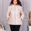 Plus size καπιτονέ μπουφάν με κουκούλα-εκρού-κωδ 5677-1
