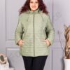 Plus size καπιτονέ μπουφάν με κουκούλα-μέντα-κωδ 5677-5