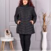 Plus size καπιτονέ μπουφάν με κουκούλα-μαύρο-κωδ 610