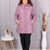 Plus size καπιτονέ μπουφάν με κουκούλα-λιλά-κωδ 610-1
