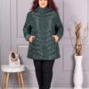 Plus size καπιτονέ μπουφάν με κουκούλα-κυπαρισσί-κωδ 610-2