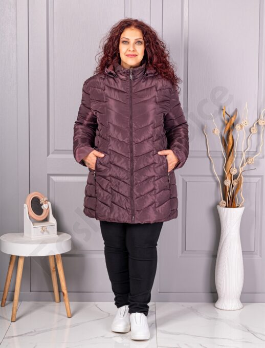 Plus size καπιτονέ μπουφάν με κουκούλα-μαρσάλα-κωδ 610-3