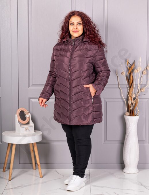Plus size καπιτονέ μπουφάν με κουκούλα-μαρσάλα-κωδ 610-3