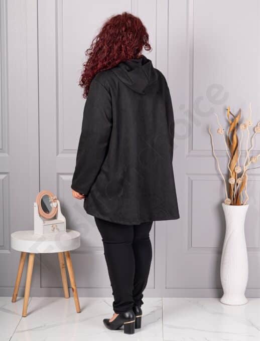 Plus size ζακέτα με όψη καστόρ-μαύρο-κωδ 5515