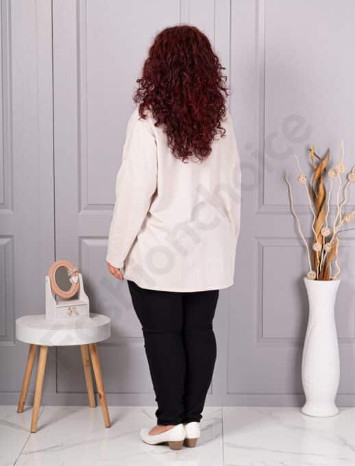 Plus size μπλούζα με τσέπη-εκρού-κωδ 99989-3