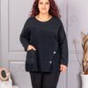 Plus size μπλούζα με τσέπη-μαύρο-κωδ 99989