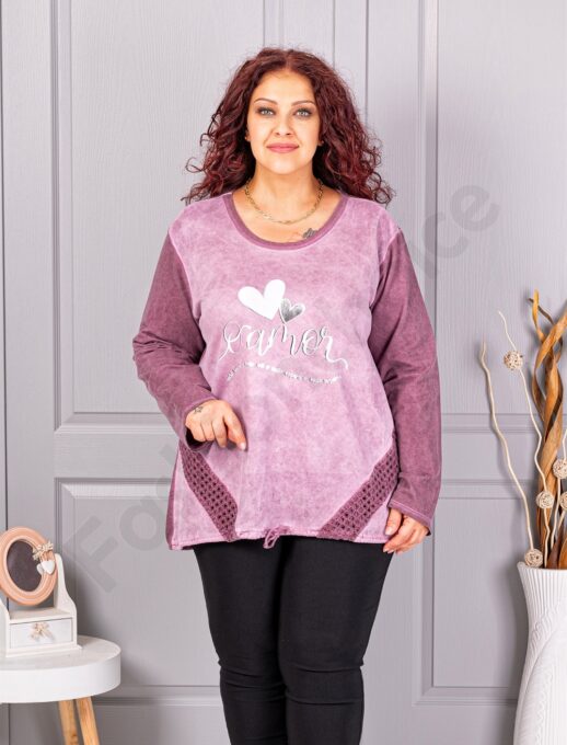 Plus size μπλούζα με απλικέ-ροζ-κωδ 1916-3