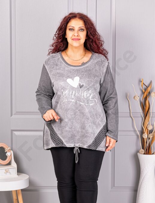 Plus size μπλούζα με απλικέ-γκρι-κωδ 1916-2