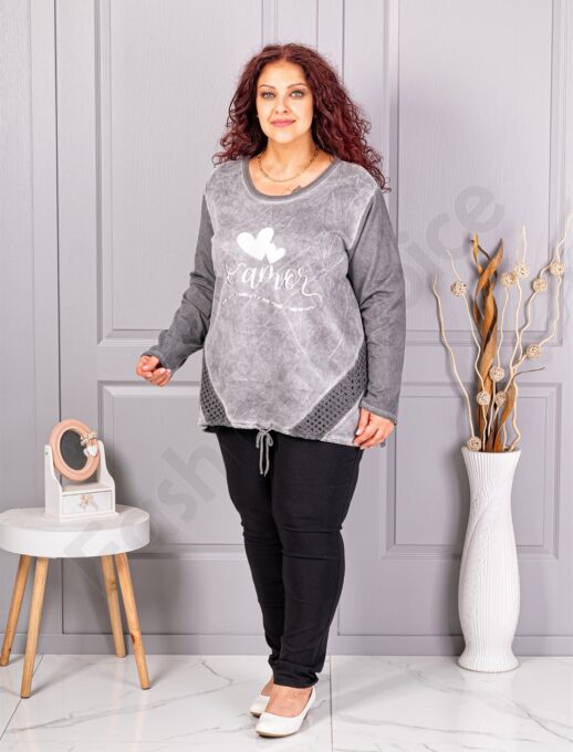 Plus size μπλούζα με απλικέ-γκρι-κωδ 1916-2