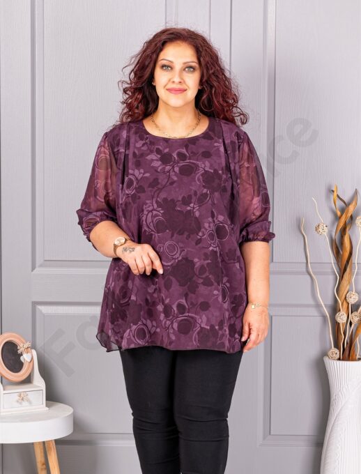 Plus size σιφόν μπλούζα φλοράλ-μαρσάλα-κωδ 23007-2