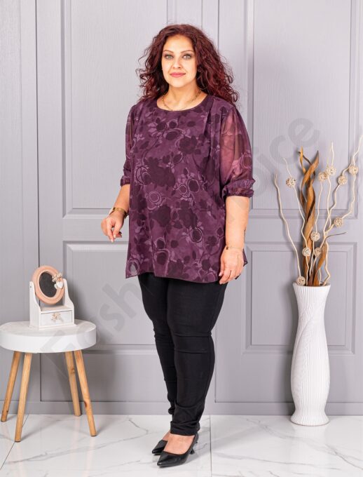 Plus size σιφόν μπλούζα φλοράλ-μαρσάλα-κωδ 23007-2