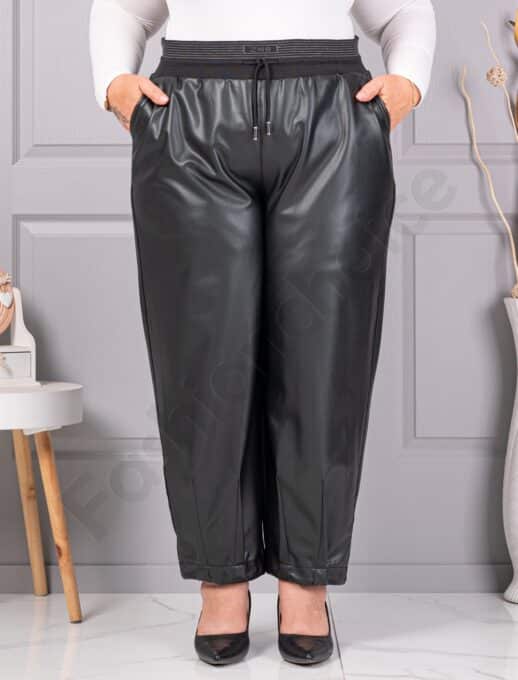 Plus size παντελόνι με δερμάτινη όψη-κωδ 1362