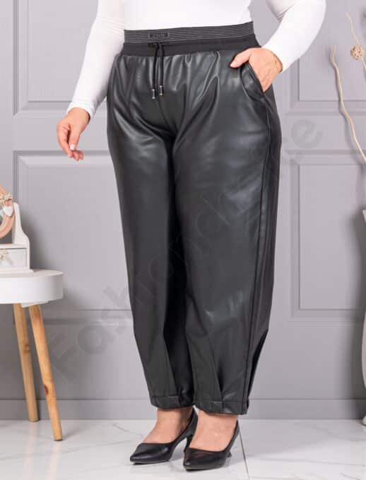 Plus size παντελόνι με δερμάτινη όψη-κωδ 1362