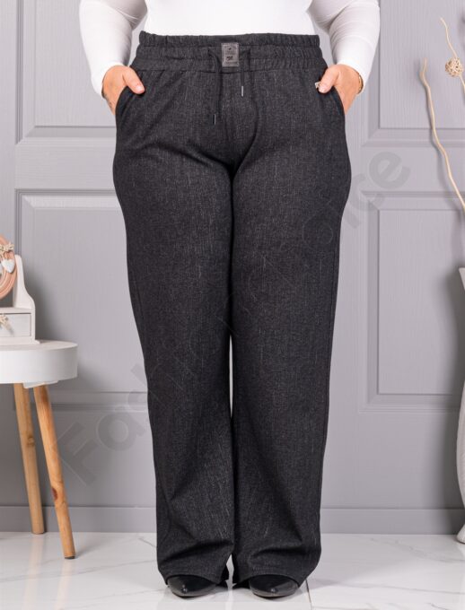 Plus size τζιν παντελόνι με φαρδιά μπατζάκια-μελανζέ-κωδ 2494-3