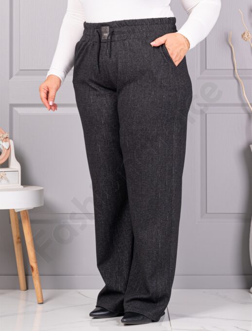 Plus size τζιν παντελόνι με φαρδιά μπατζάκια-μελανζέ-κωδ 2494-3