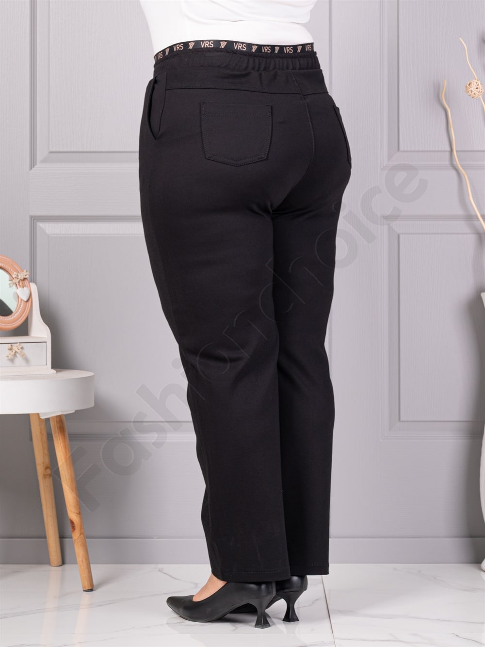 Plus size παντελόνι ψηλόμεσο-μαύρο-κωδ 3001