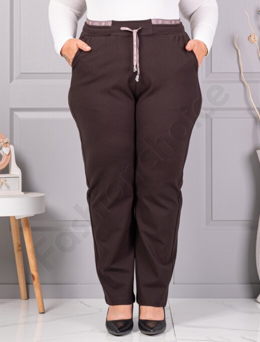 Plus size παντελόνι ψηλόμεσο-καφέ-κωδ 3001-1
