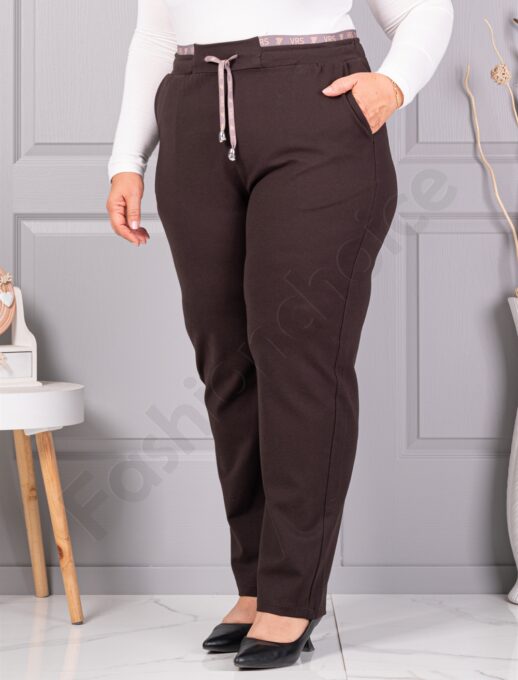 Plus size παντελόνι ψηλόμεσο-καφέ-κωδ 3001-1