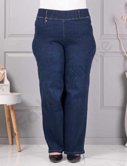 Plus size τζιν παντελόνι με φαρδιά μπατζάκια-μπλε-κωδ 53828-1