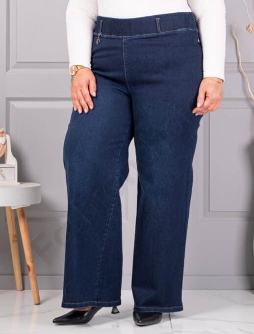 Plus size τζιν παντελόνι με φαρδιά μπατζάκια-μπλε-κωδ 53828-1