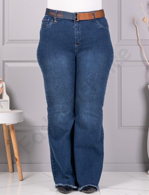 Plus size τζιν παντελόνι με φαρδιά μπατζάκια-μπλε-κωδ 5303