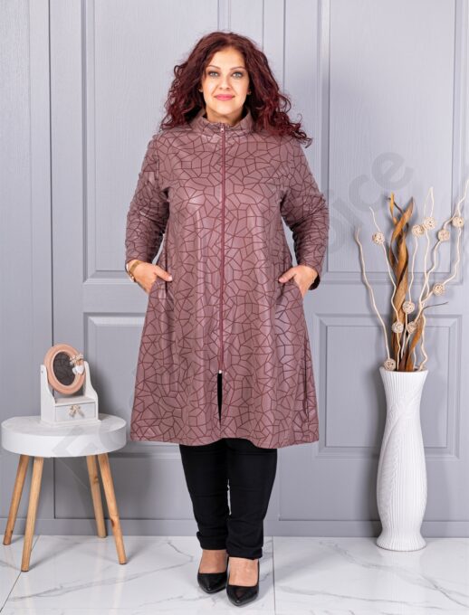 Plus size καμπαρντίνα γυαλιστερή με αφηρημένο μοτίβο-κωδ 1454-4