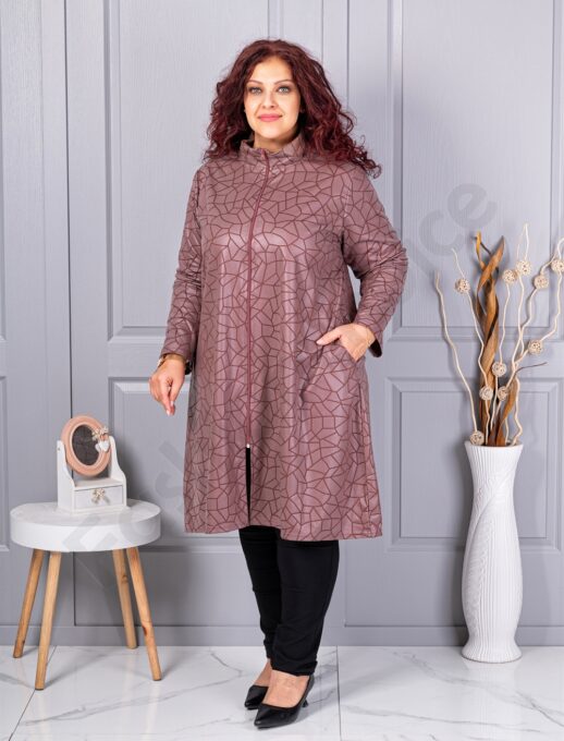 Plus size καμπαρντίνα γυαλιστερή με αφηρημένο μοτίβο-κωδ 1454-4