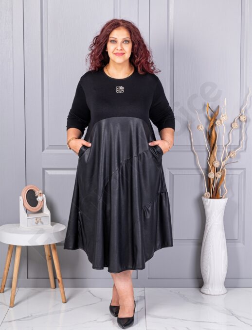 Plus size φόρεμα σε συνδυασμό με τη δερμάτινη-κωδ 1499
