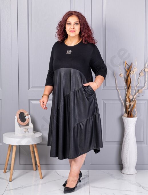 Plus size φόρεμα σε συνδυασμό με τη δερμάτινη-κωδ 1499