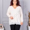 Plus size πλεκτή μπλούζα με δαντέλα-εκρού-κωδ 8224-3