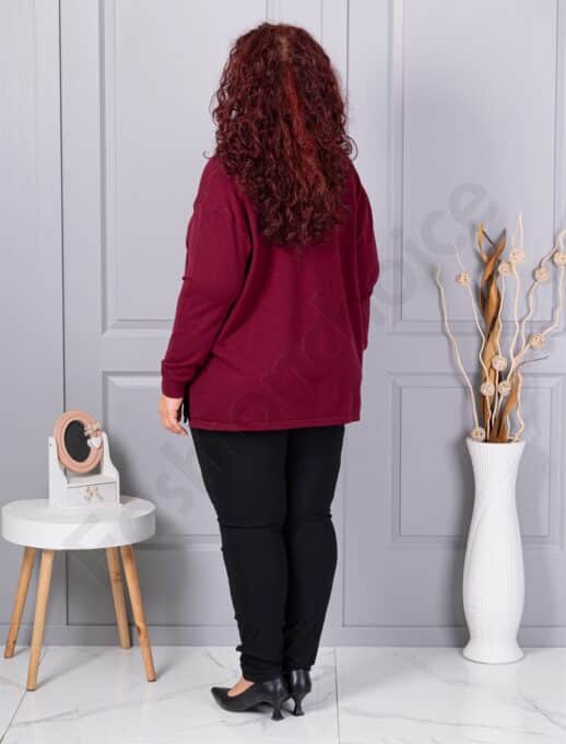 Plus size πλεκτή μπλούζα με δαντέλα-μπορντό-κωδ 8224-2