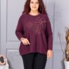 Plus size πλεκτή μπλούζα με απλικέ-μαρσάλα-κωδ 6869-1