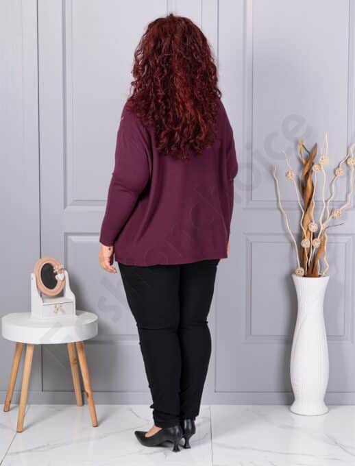 Plus size πλεκτή μπλούζα με απλικέ-μαρσάλα-κωδ 6869-1