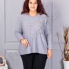 Plus size πλεκτή μπλούζα με απλικέ-γκρι-κωδ 6869-4