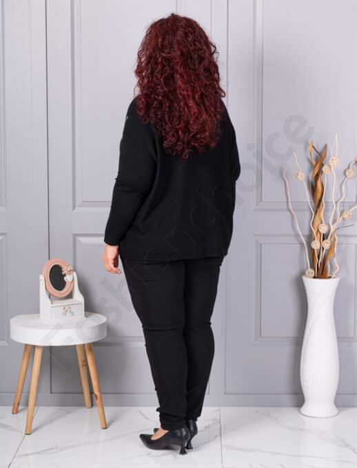Plus size πλεκτή μπλούζα με απλικέ-μαύρο-κωδ 6869