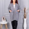 Plus size ζακέτα με καρφίτσα-γκρι-κωδ G92-3