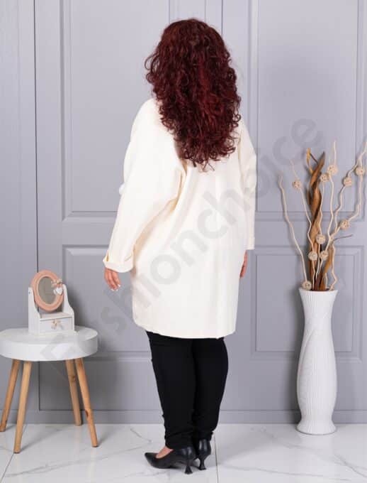 Plus size ζακέτα με καρφίτσα-εκρού-κωδ G92-4