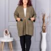 Plus size ζακέτα με καρφίτσα-χακί-κωδ G92-2