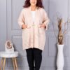 Plus size ζακέτα με καρφίτσα-μπεζ-κωδ G92-5