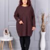 Plus size πλεκτή τουνίκ-καφέ-κωδ 7577-1
