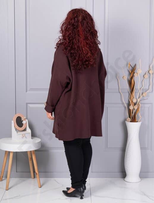 Plus size πλεκτή τουνίκ-καφέ-κωδ 7577-1