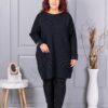 Plus size πλεκτή τουνίκ-μαύρο-κωδ 7577