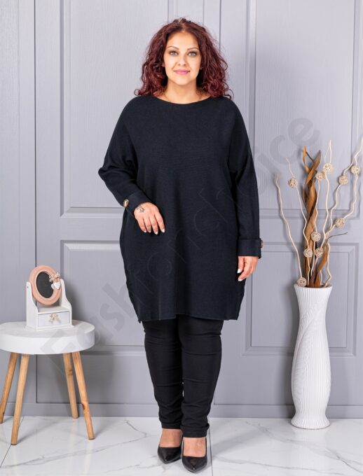 Plus size πλεκτή τουνίκ-μαύρο-κωδ 7577