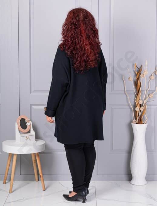 Plus size πλεκτή τουνίκ-μαύρο-κωδ 7577