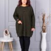 Plus size πλεκτή τουνίκ-σκούρο πράσινο-κωδ 7577-3