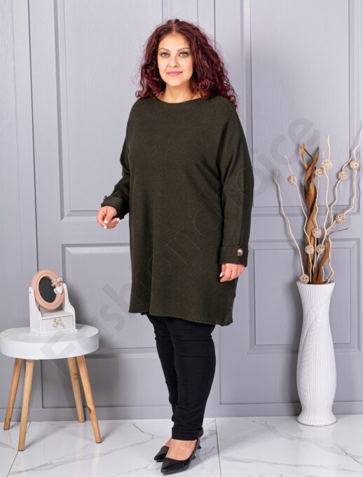 Plus size πλεκτή τουνίκ-σκούρο πράσινο-κωδ 7577-3