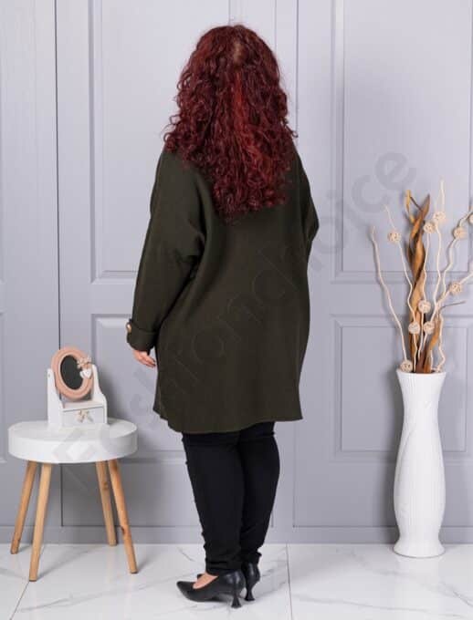 Plus size πλεκτή τουνίκ-σκούρο πράσινο-κωδ 7577-3