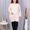 Plus size πλεκτή τουνίκ-εκρού-κωδ 7577-2
